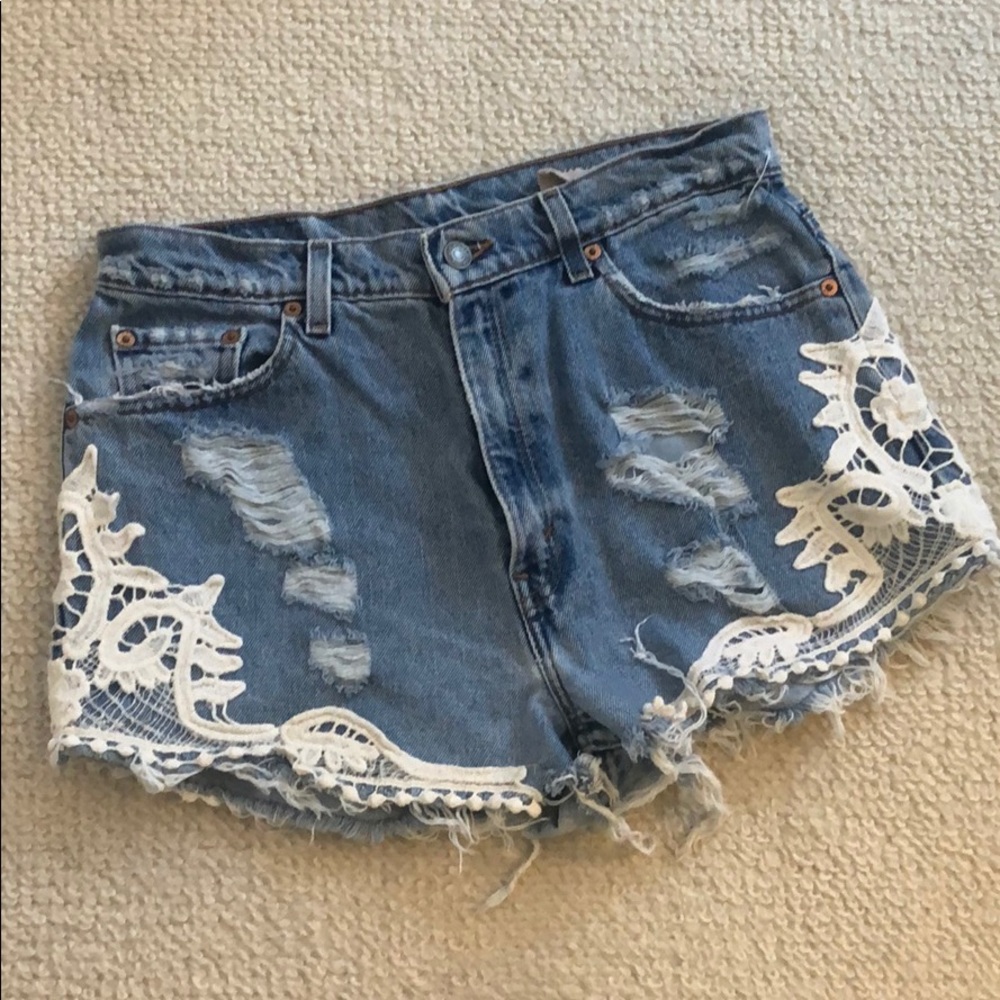 Remade denim shorts